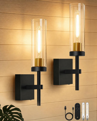 Amorly Wall Sconce Set Of 2,wireless Wall Sconces With Remote Control, Rechargeable Dimmable Wall Lights For Bedroom Living Room Entryway - image 1