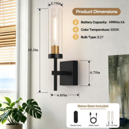 Amorly Wall Sconce Set Of 2,wireless Wall Sconces With Remote Control, Rechargeable Dimmable Wall Lights For Bedroom Living Room Entryway - thumbnail 7