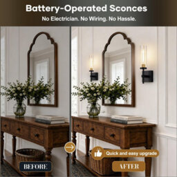 Amorly Wall Sconce Set Of 2,wireless Wall Sconces With Remote Control, Rechargeable Dimmable Wall Lights For Bedroom Living Room Entryway - thumbnail 3