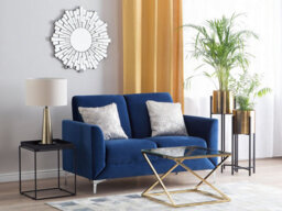 Beliani Sofa 2 Seater Fenes Velvet Navy Blue - thumbnail 2