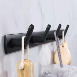 Over-The-Door Hook With 4 Stainless Steel Towel Hooks, Wall-Mounted Coat Rack, Black - thumbnail 4