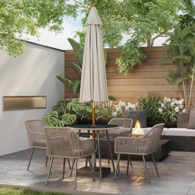 4 Seater Garden Dining Set, Rattan Garden Furniture With Cushions - image 1
