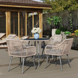 4 Seater Garden Dining Set, Rattan Garden Furniture With Cushions - thumbnail 4