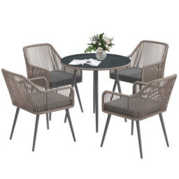 4 Seater Garden Dining Set, Rattan Garden Furniture With Cushions - thumbnail 5
