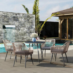 4 Seater Garden Dining Set, Rattan Garden Furniture With Cushions - thumbnail 6