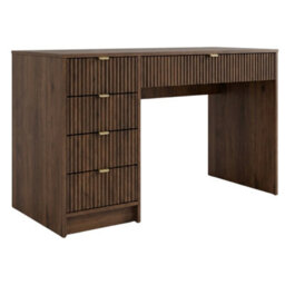 Home Office Desk With Drawers Tireno Okapi Walnut Laminated Mdf Grooved Fronts Modern Workstation For Bedroom Study Room - thumbnail 2