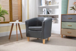 Westwood Luxury Faux Leather Tub Chair Armchair Office Reception Sofa Living Room Grey - thumbnail 3