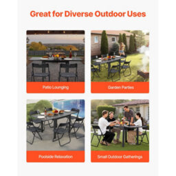 Vevor Expandable Outdoor Patio Dining Table, 80-160Cm Rectangular Backyard Bistro Tables For 4-6, Aluminum Frame - thumbnail 6