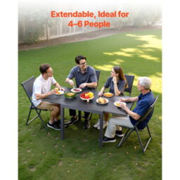 Vevor Expandable Outdoor Patio Dining Table, 80-160Cm Rectangular Backyard Bistro Tables For 4-6, Aluminum Frame - thumbnail 2