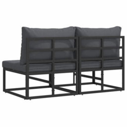 Berkfield Stylish Outdoor Furniture With Cushion 2 Pcs Black Aluminium - thumbnail 7