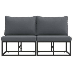 Berkfield Stylish Outdoor Furniture With Cushion 2 Pcs Black Aluminium - thumbnail 5