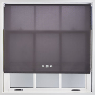 Furnished Trimmable Roller Blind With Triple Square Eyelets And Metal Fittings - Dark Grey Daylight Shade (W)210Cm X (L)165Cm