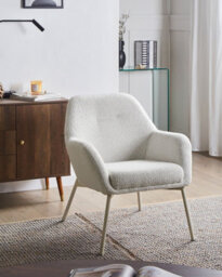Beliani Armchair Jabro Fabric Off-White - thumbnail 2