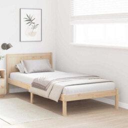 Berkfield Modern Pine Wood Bed Frame Natural Wood Solid Pine Wood 90 X 190 Cm - thumbnail 4