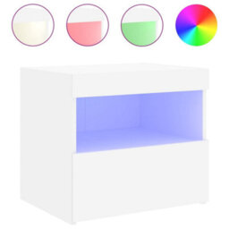 Berkfield Bedside Cabinets With Led Lights 2 Pcs White 50X40X45 Cm - thumbnail 6