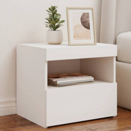 Berkfield Bedside Cabinets With Led Lights 2 Pcs White 50X40X45 Cm - thumbnail 1