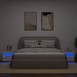 Berkfield Bedside Cabinets With Led Lights 2 Pcs White 50X40X45 Cm - thumbnail 4