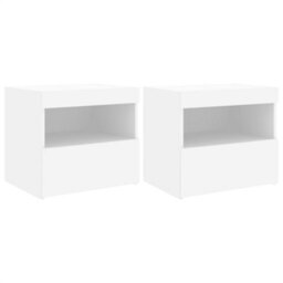 Berkfield Bedside Cabinets With Led Lights 2 Pcs White 50X40X45 Cm - thumbnail 2