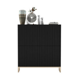 Heze Furniture Elpis Glamour Sideboard Push-To-Open Cabinet - Black Matt / Golden Frame - thumbnail 1