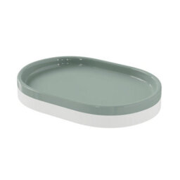 GoodHome Koros Gloss & Matt White & Sage Grey Ceramic Soap Dish