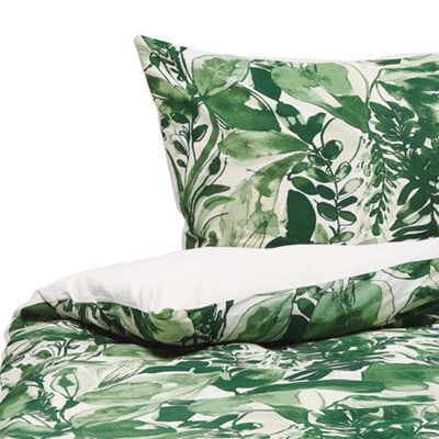Beliani Duvet Cover Set Greenwood Sateen Cotton 155 X 220 Cm Green - image 1