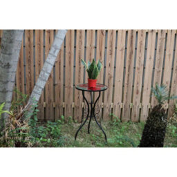 Geezy Garden Mosaic Table Iron Glass Coffee Poppies Design Round Table For Patio - thumbnail 5