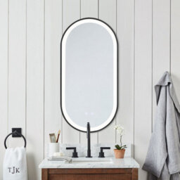 Living And Home Modern Oval Anti Fog Led Wall Mirror Metal Framed 800X400mm - thumbnail 2