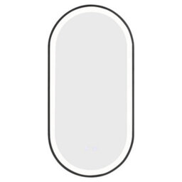 Living And Home Modern Oval Anti Fog Led Wall Mirror Metal Framed 800X400mm - thumbnail 3