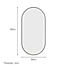 Living And Home Modern Oval Anti Fog Led Wall Mirror Metal Framed 800X400mm - thumbnail 5