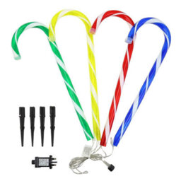 Shatchi 72Cm Tall Christmas Candy Cane Stack Lights Multicolour Set Of 4 Mains Powered