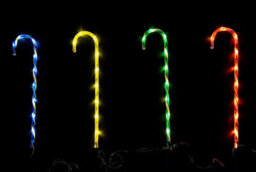 Shatchi 72Cm Tall Christmas Candy Cane Stack Lights Multicolour Set Of 4 Mains Powered - thumbnail 5