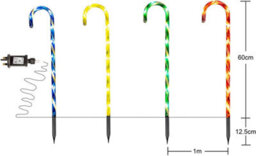 Shatchi 72Cm Tall Christmas Candy Cane Stack Lights Multicolour Set Of 4 Mains Powered - thumbnail 4