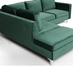 Orlando Velvet Upholstered Corner Sofa With Metal Legs Decorative Cushions Included 2355X212X85Cm Black Left - thumbnail 4