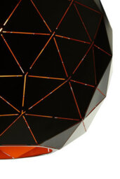 Orsina Small Black And Copper Pendant Light, Geometric Steel Ceiling Light With Gold-Finish Interior - thumbnail 4