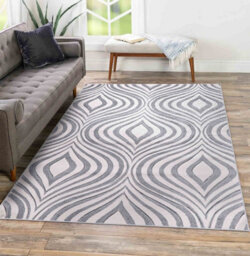 Valencia Modern Ogee Design Carved Area Rugs Silver 120X170 Cm - thumbnail 2