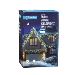 Samuel Alexander 8.8M 360 Led Christmas Snowing Iciclebrights Christmas Lights In Warm White On Clear Cable - thumbnail 8