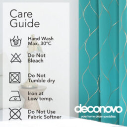 Deconovo Eyelet Blackout Thermal Insulated Gold Wave Foil Printed Material Curtains, W46 X L54 Inch, Turquoise, One Pair - thumbnail 9