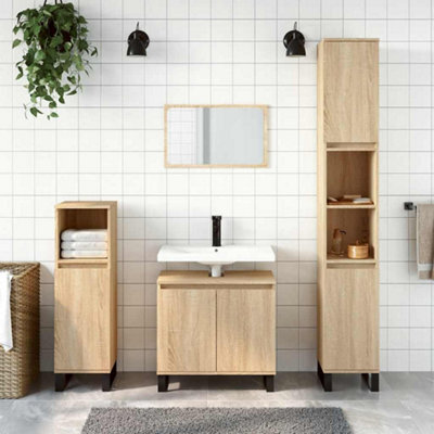 Walplus Bathroom Cabinet Sonoma Oak 58X33X60 Cm Engineered Wood - image 1