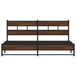 Berkfield Metal Bed Frame Without Mattress Brown Oak 183X213 Cm - thumbnail 4