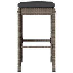 Berkfield Garden Bar Stools With Cushions 6 Pcs Grey Poly Rattan - thumbnail 4