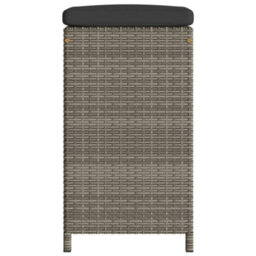 Berkfield Garden Bar Stools With Cushions 6 Pcs Grey Poly Rattan - thumbnail 5