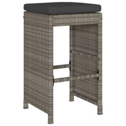 Berkfield Garden Bar Stools With Cushions 6 Pcs Grey Poly Rattan - thumbnail 3