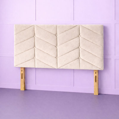 Comfy Deluxe 2Ft6 Small Single Rose Cream Plush Velvet 20Inch Headboard
