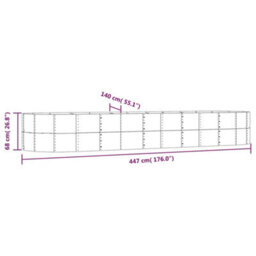 Berkfield Garden Planter Silver 447X140X68 Cm Powder-Coated Steel - thumbnail 6