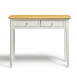 Furniturebox Uk Belle 2 Drawer Solid Oak Wood And Cream Console Table - thumbnail 3
