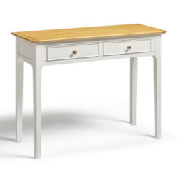 Furniturebox Uk Belle 2 Drawer Solid Oak Wood And Cream Console Table - thumbnail 2