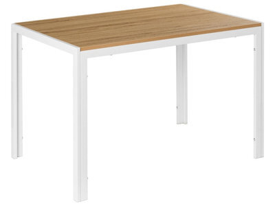Wyld and Coco Aura Home Dining Table, Natural Wood-Look Mdf Top With White Metal Base, 120 X 70 Cm - image 1