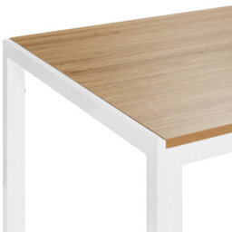 Wyld and Coco Aura Home Dining Table, Natural Wood-Look Mdf Top With White Metal Base, 120 X 70 Cm - thumbnail 5