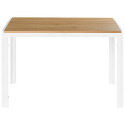 Wyld and Coco Aura Home Dining Table, Natural Wood-Look Mdf Top With White Metal Base, 120 X 70 Cm - thumbnail 3