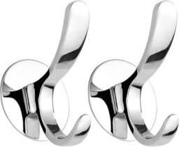 2 Pack Wall-Mounted Coat Hook, Towel Rack, Polished Stainless Steel, Bathrobe, Kitchen Towel, Silver, 2-Pack - thumbnail 1